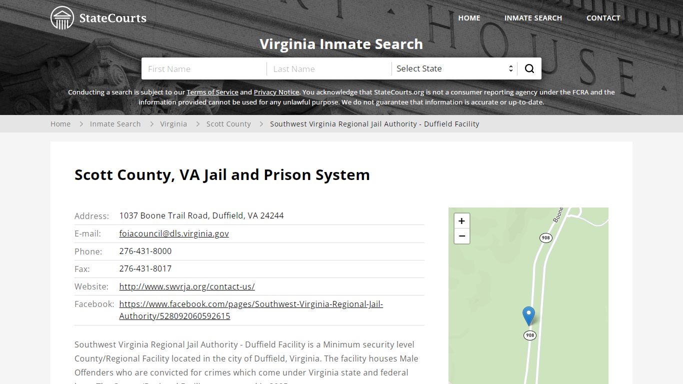 Southwest Virginia Regional Jail Authority - Duffield Facility Inmate ...